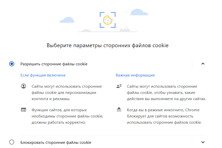 Блокировка сторонних cookies