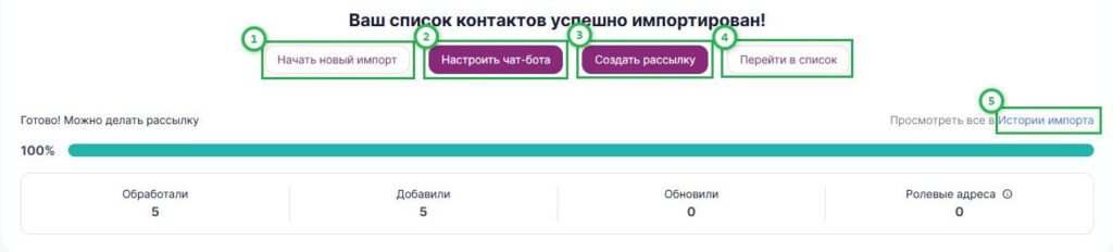 Что можно сделать после импорта контактов.